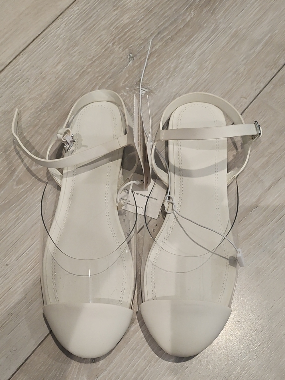Kid's Zara White Clear-Strap Ankle Strap Flats